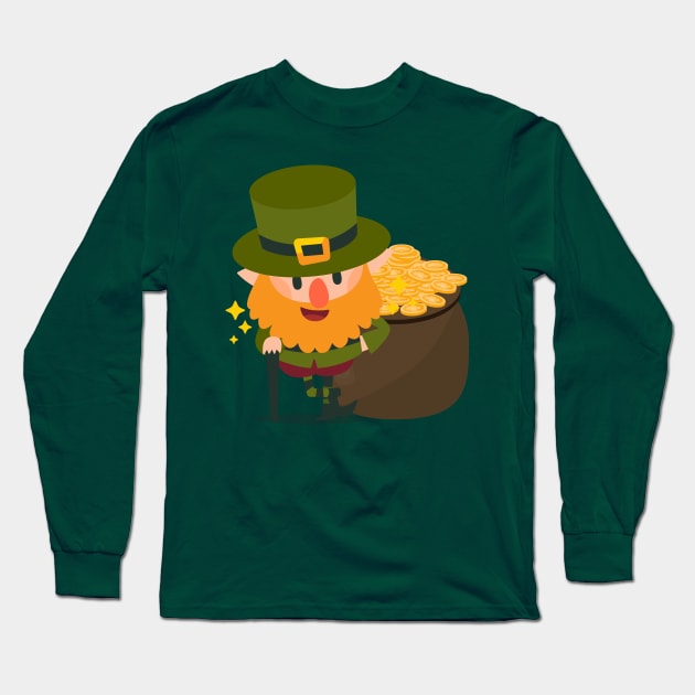 Goblin St. Patrick's Day Gold Pot Gift Ireland Long Sleeve T-Shirt by Littlelimehead